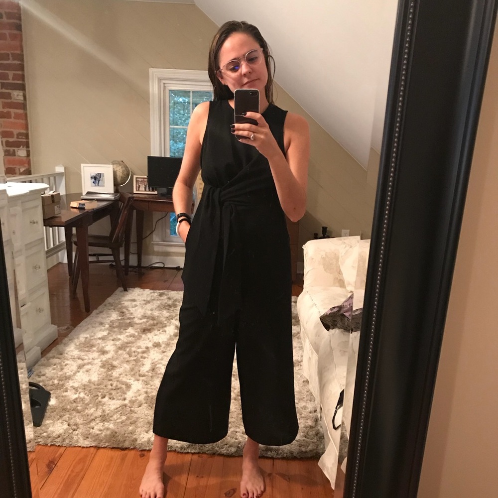 ASOS Tie Front Black Jumpsuit